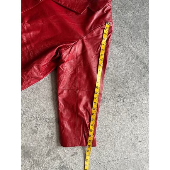 Vintage 90s Y2K Red Pieced Leather Jacket Coat 20W Plus Size Veranesi Moto - Picture 12 of 15